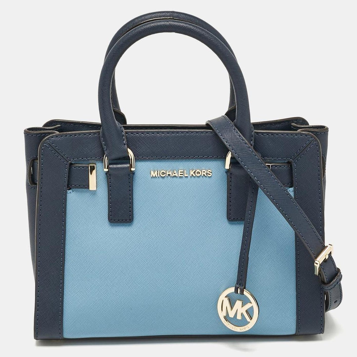 Two Tone Blue Leather Small Dillon Tote