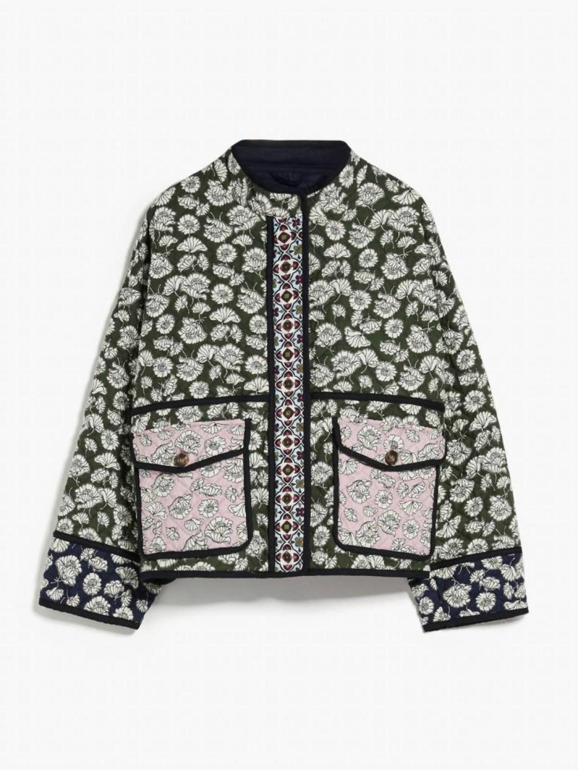 Weekend Arizia Quilted Print Jacket In Kaki Dahlia