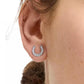 Silver-Tone Cubic Zirconia Pavé Horseshoe Stud Earrings