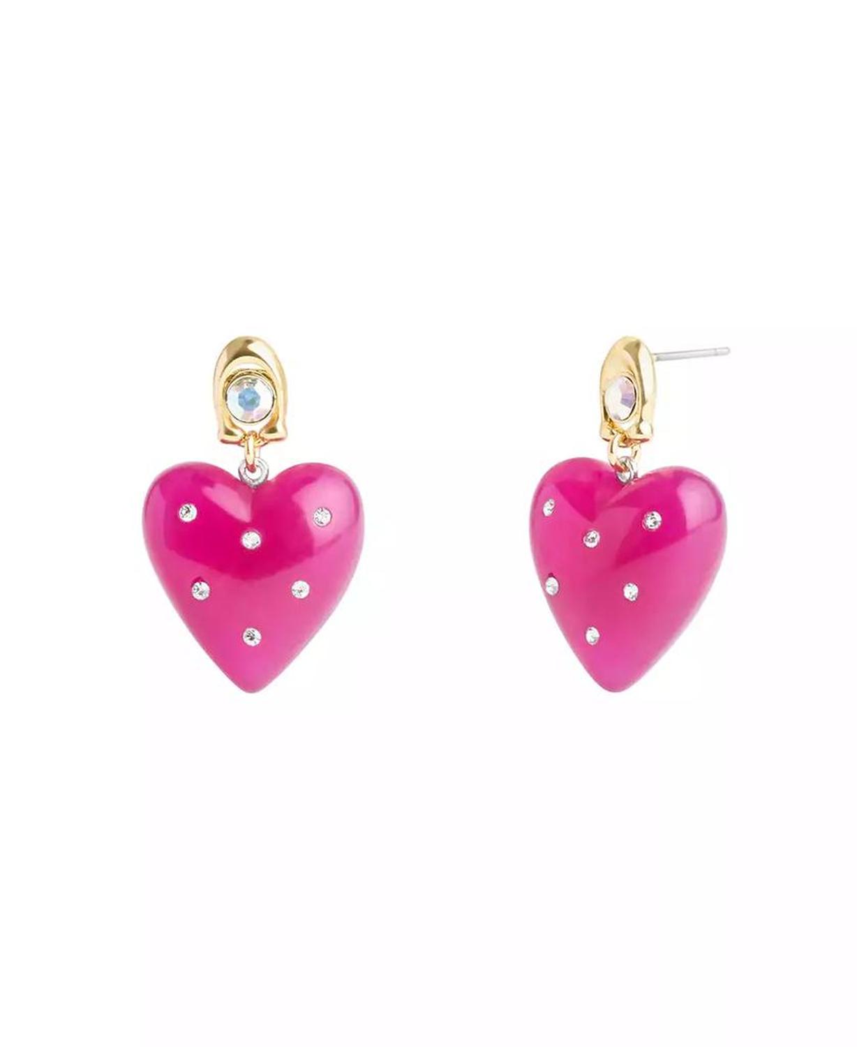 Faux Stone Vintage Charms Signature Puffy Heart Drop Earrings