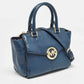 Michael Kors Navy Blue Leather Hudson Satchel