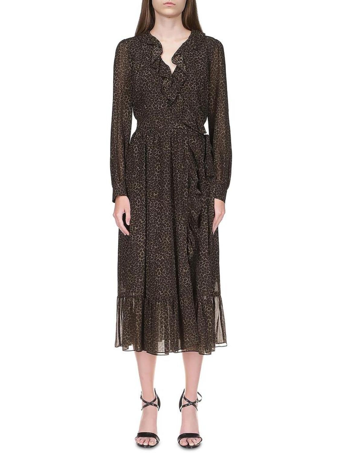 Womens Faux Wrap Chiffon Wrap Dress