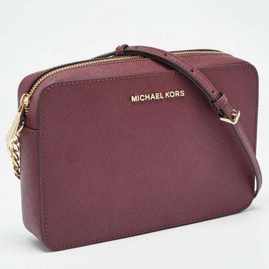 Michael Kors Burgundy Leather Jet Set Crossbody Bag