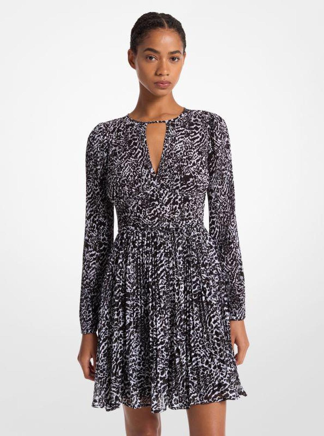 Ocelot Print Georgette Dress