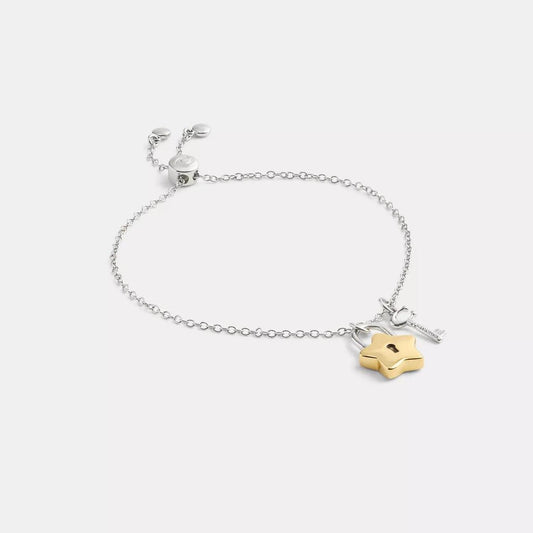 Coach Outlet Star Padlock And Key Slider Bracelet