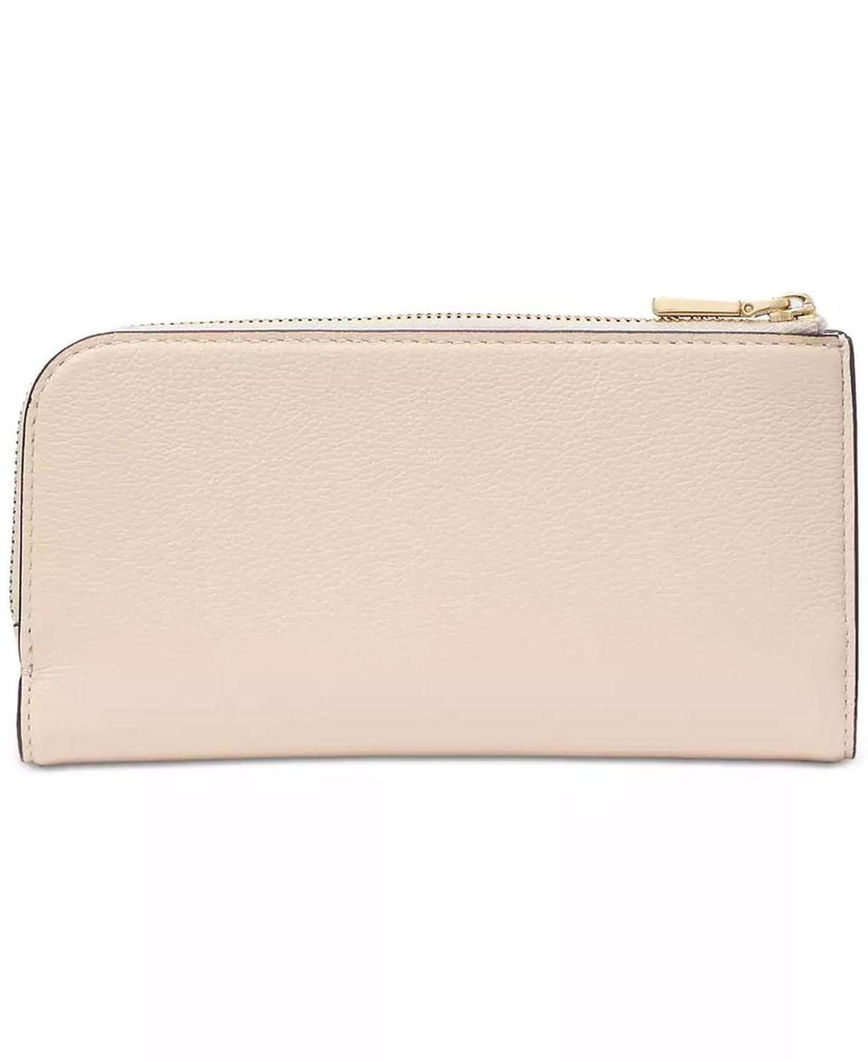 Deco Colorblocked Pebbled Leather Slim Zip Wallet