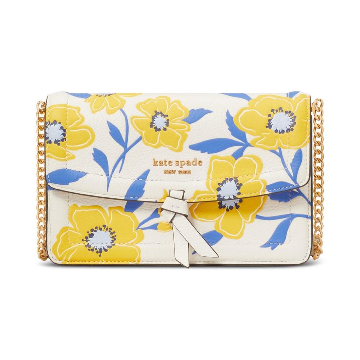 Knott Sunshine Floral Embossed Pebbled Leather Flap Mini Crossbody