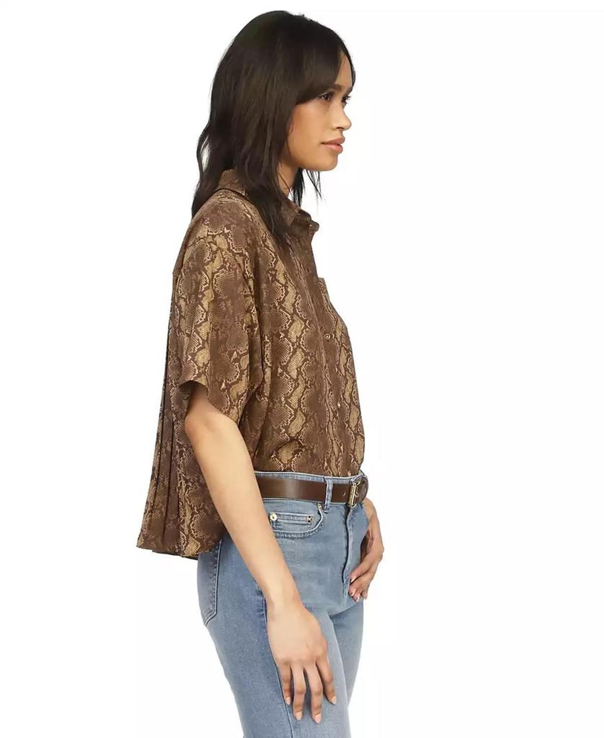 Women's Snakeskin-Print Pleated-Back Shirt