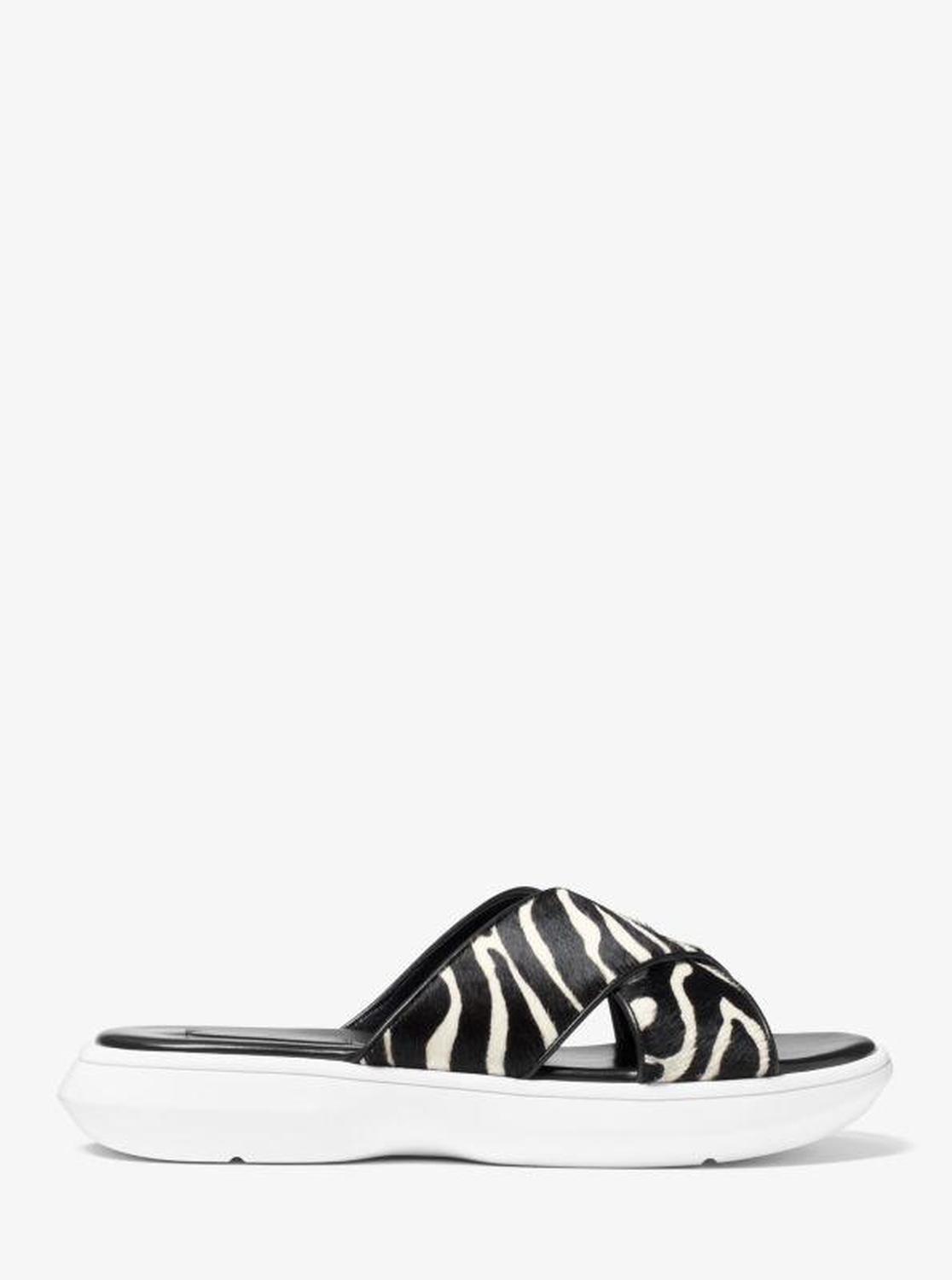 Daphne Zebra Calf Hair Slide Sandal