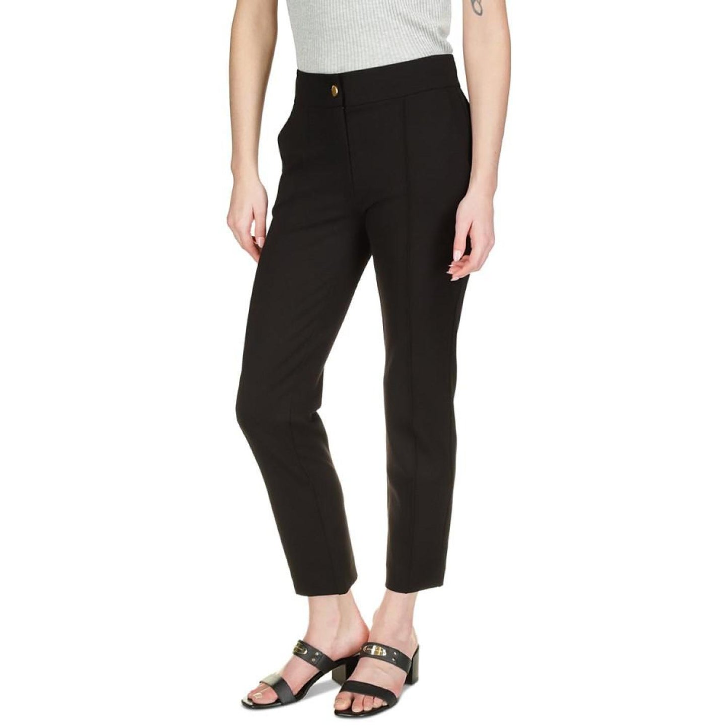 Petite High-Rise Ponte Pintuck Pants