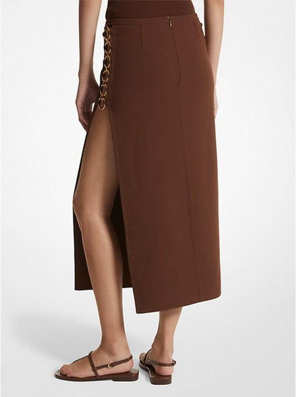 Stretch Double Crepe Sablé  Ring Slit Skirt