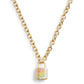 Faux Stone Signature Rainbow Quilted Lock Pendant Necklace