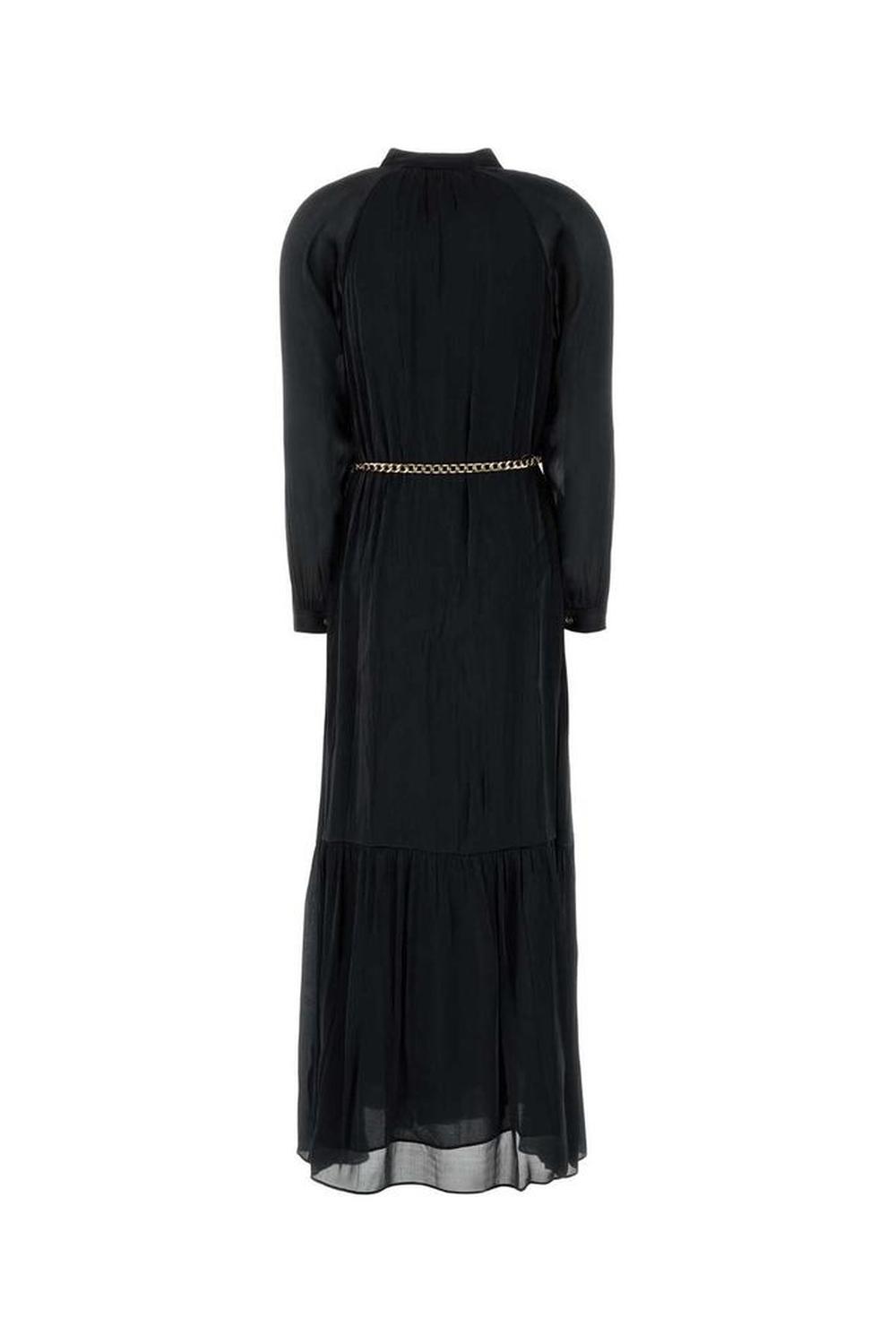 Michael Michael Kors Crinkled Georgette Belted Kaftan Dress