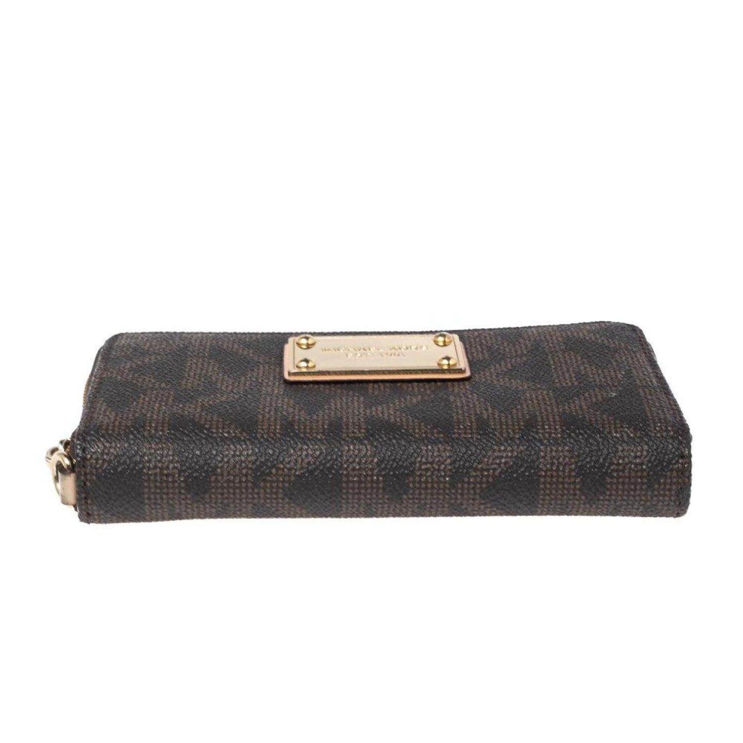 Michael Michael Kors Signature Coated Canvas Logo Zip Around Wristlet Wallet