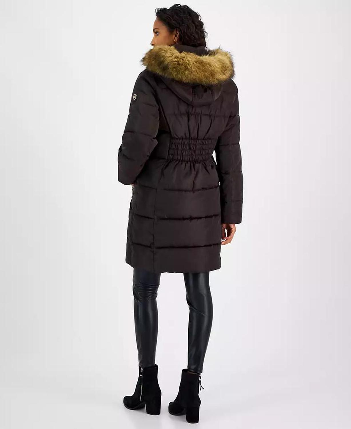 Petite Faux-Fur-Trim Hooded Puffer Coat, Created for Macy's