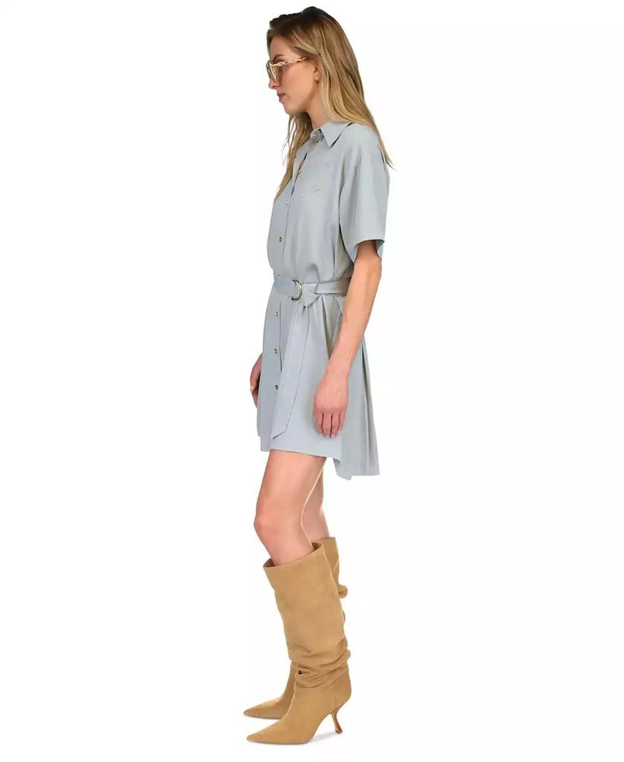 Women's Chambray Pleated-Back Shirtdress