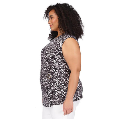 Plus Size Animal-Print Sleeveless Ring Twist Top