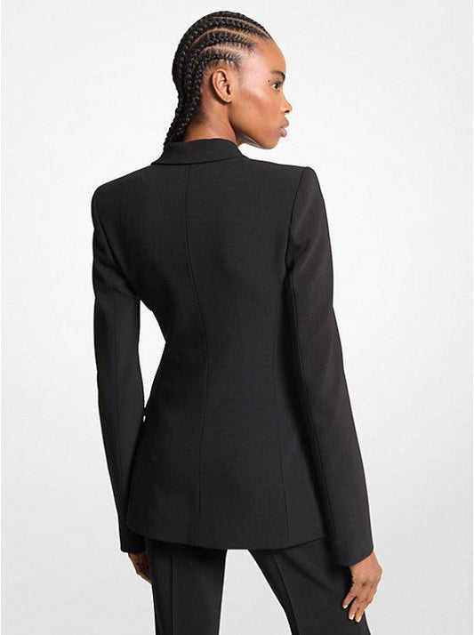 Stretch Wool Crepe Side-Zip Jacket