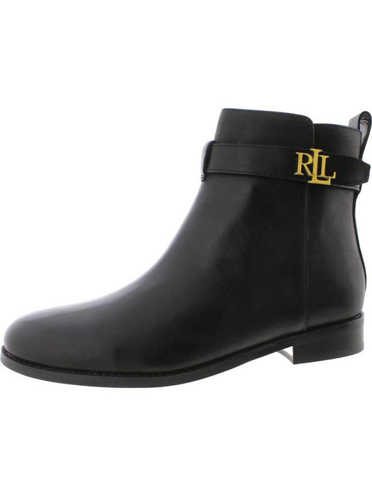 BRIELE Womens Leather Logo Ankle Boots