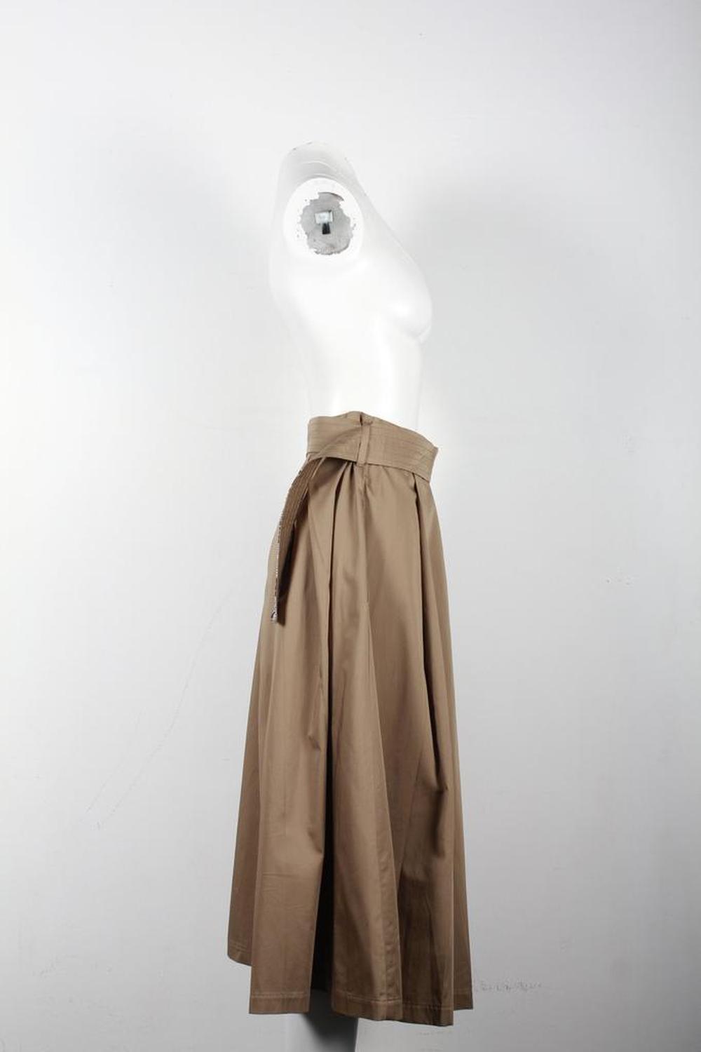 'S Max Mara Pleated Midi Skirt in Beige Cotton