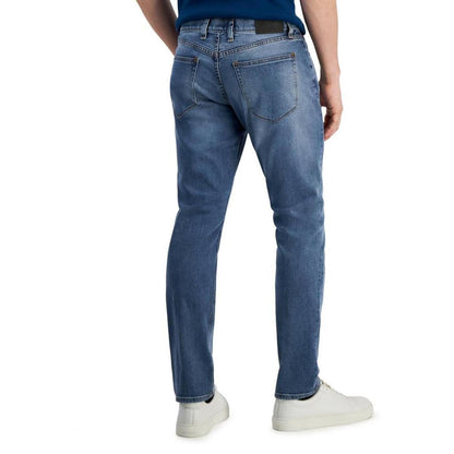 Mens Mid Rise Medium Wash Straight Leg Jeans