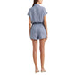 Pinstripe Linen Shorts-Sleeve Romper