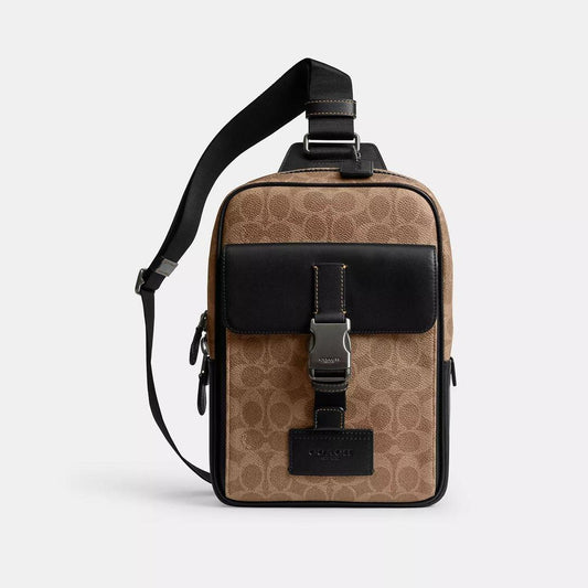 Coach Outlet Track Pack In Signature Canvas