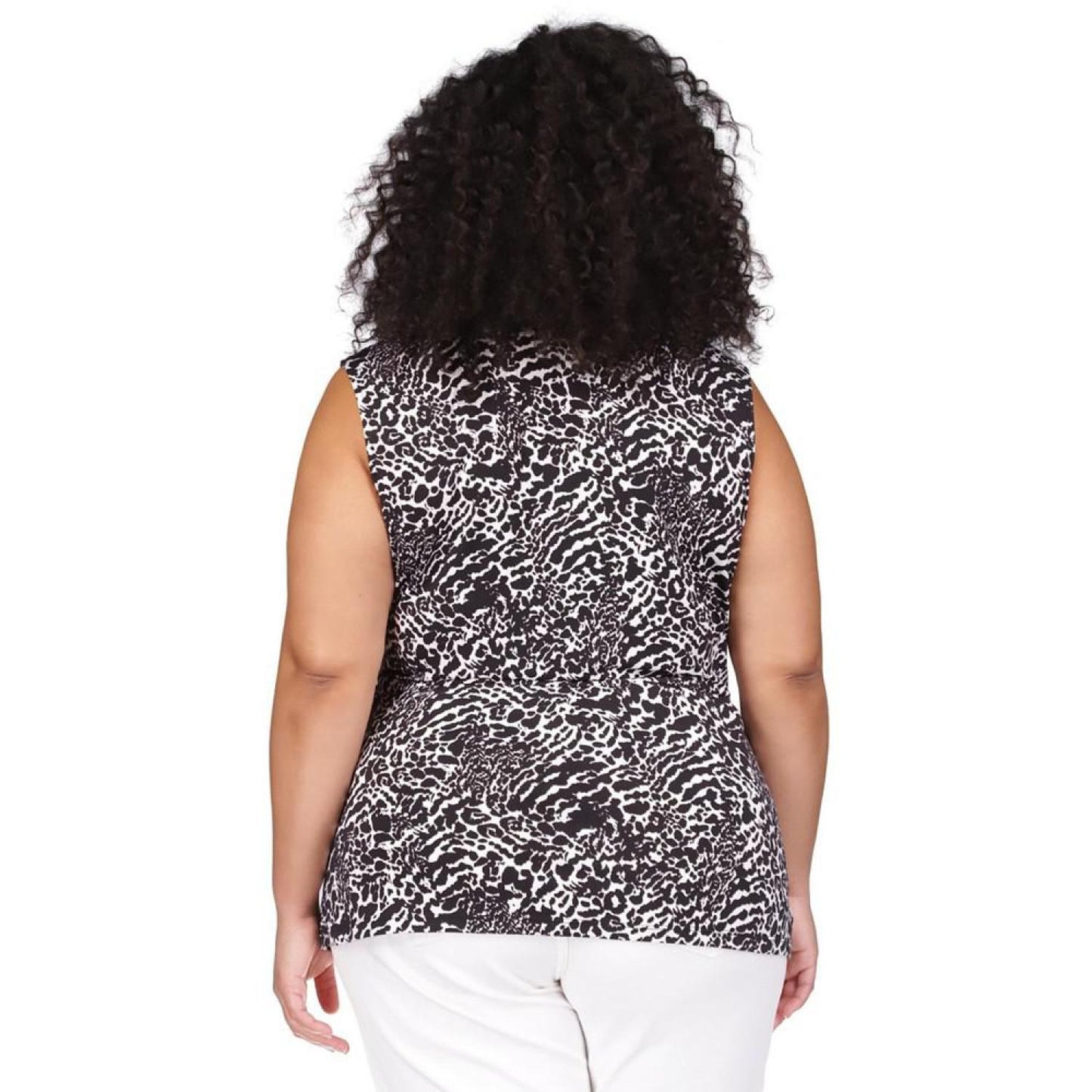 Plus Size Animal-Print Sleeveless Ring Twist Top