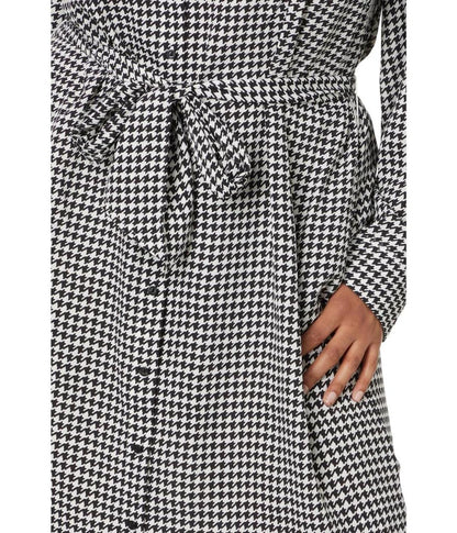 Plus-Size Houndstooth Belted Crepe Shirtdress