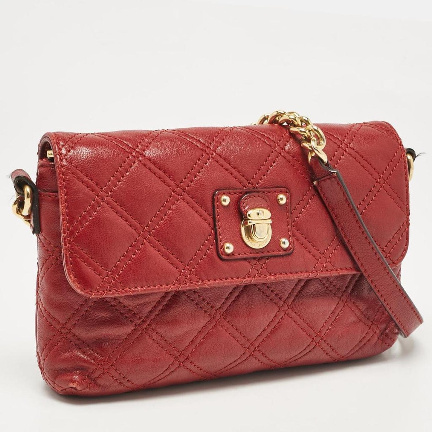 Red Quilted  Leather The Small Single Flap Bag