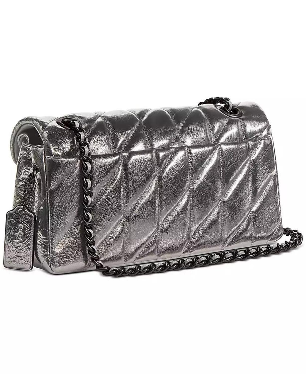 Metallic Leather Quilted Tabby Shoulder Bag 26