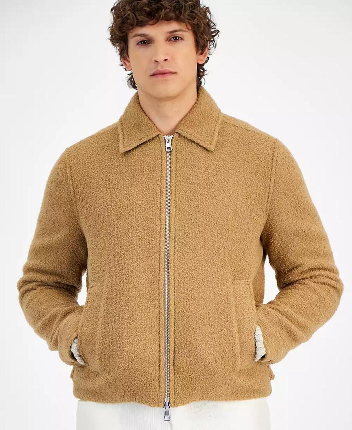 Men's Boucle Zip Shirt Jacket