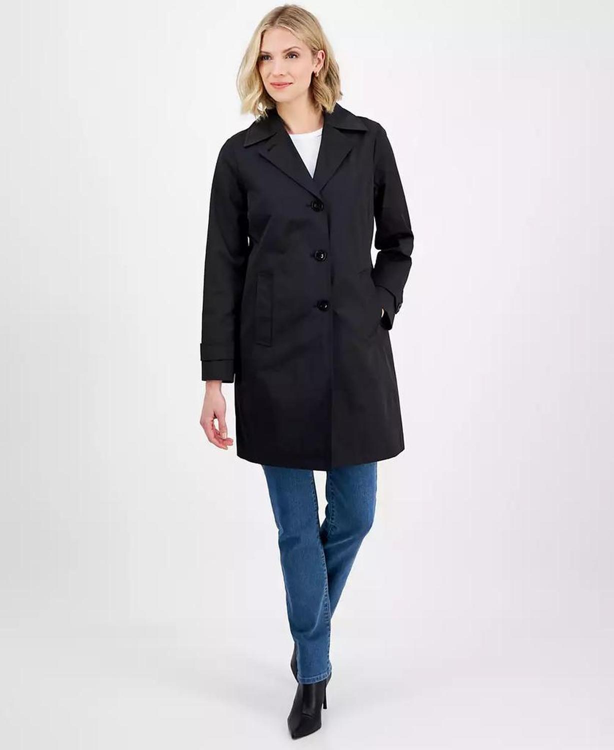 Petite Single-Breasted Reefer Trench Coat