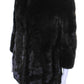 Michael Kors Womens Crew Neck Hook & Eye Mink Fur Coat Dark Brown