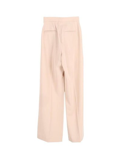 Max Mara Pleated Wide-leg Trousers in Beige Wool