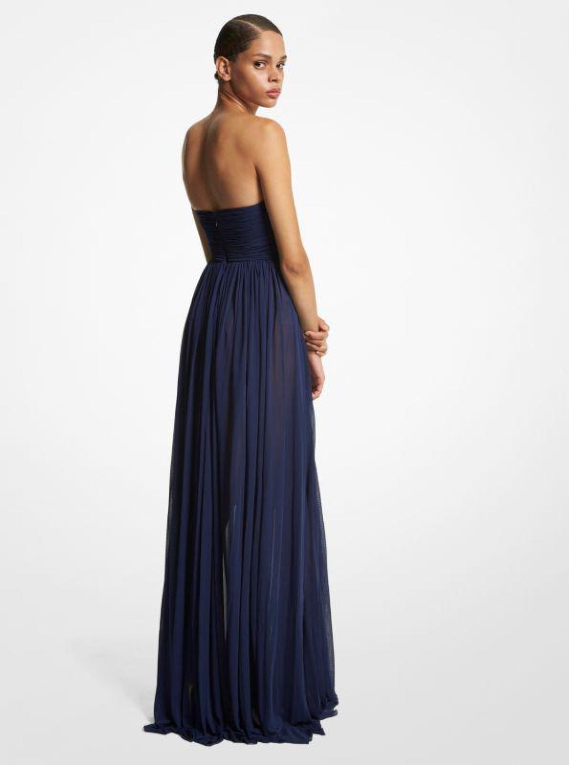 Chiffon Jersey Strapless Dress