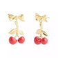 Red Cherry Cluster Drop Earrings