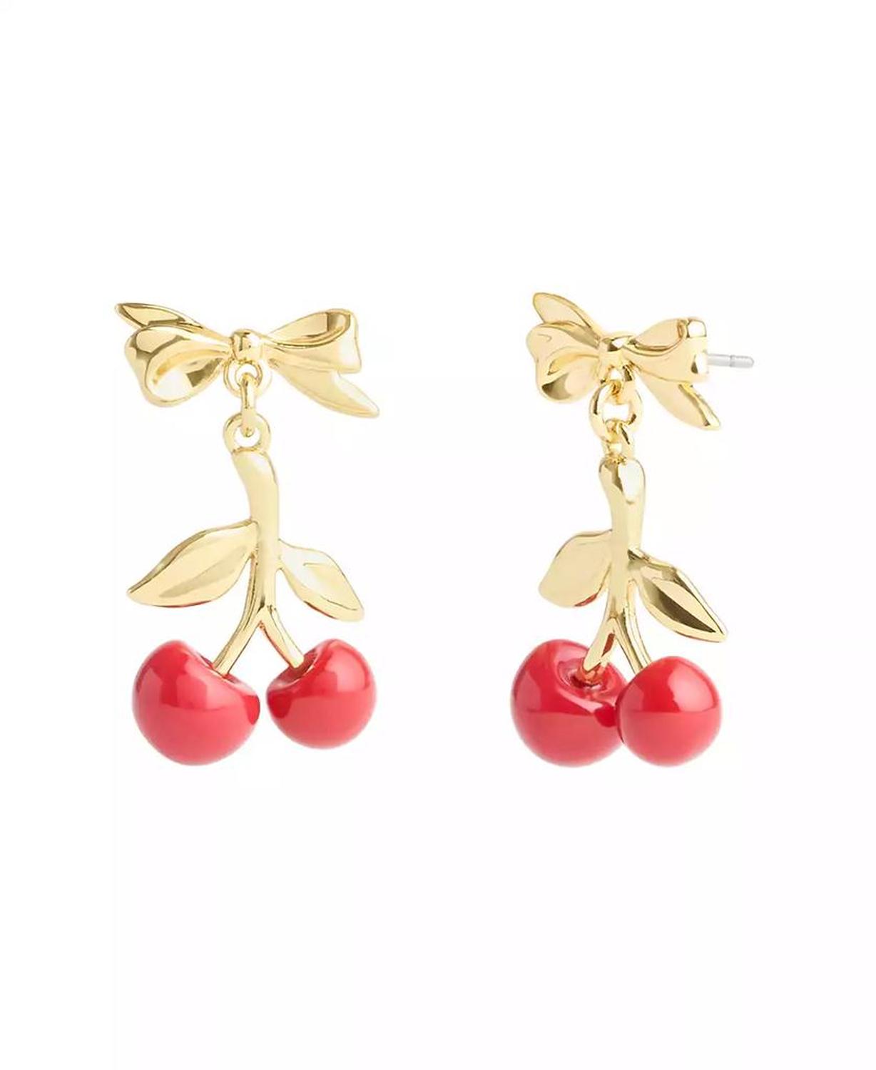 Red Cherry Cluster Drop Earrings