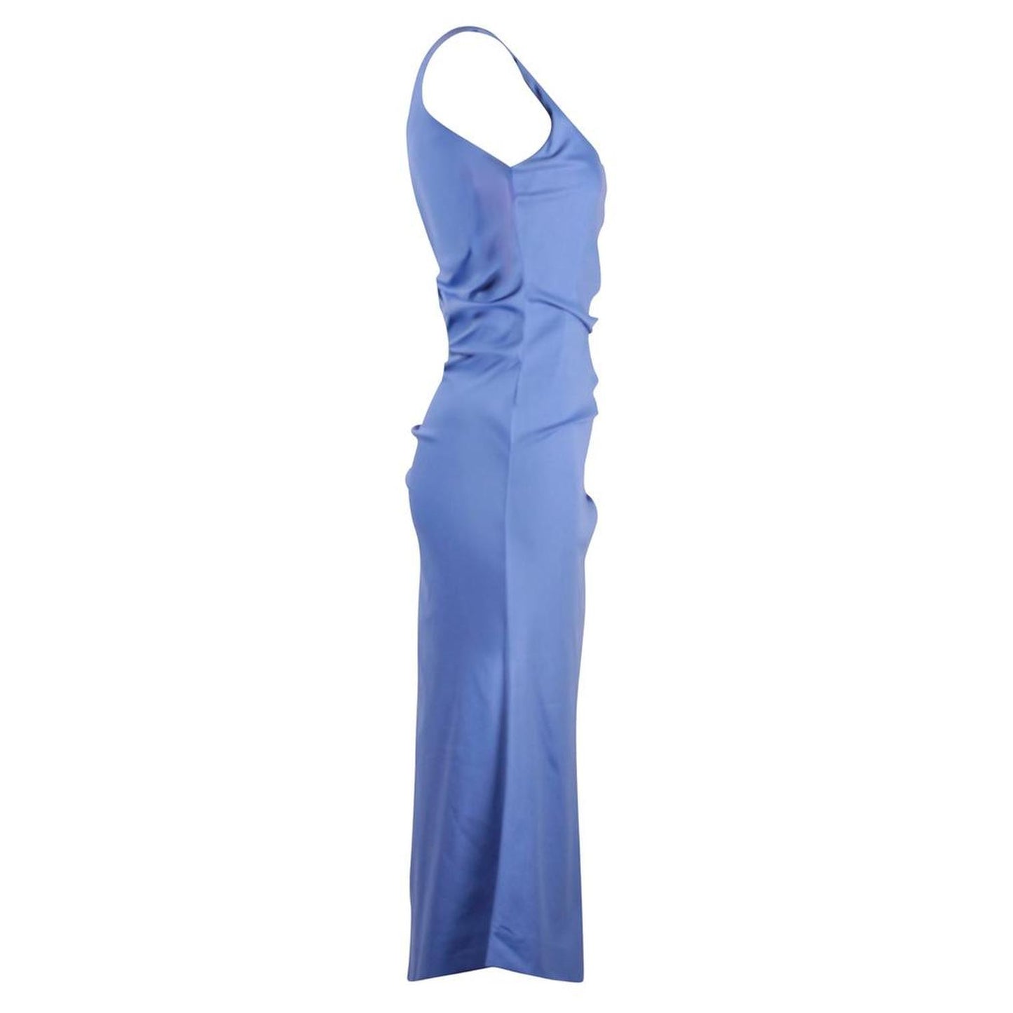 Sportmax Gathered Sleeveless Midi Dress in Blue Cotton