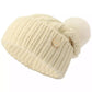 Soft Knit Tangled Aran Cuff Pom Beanie