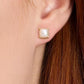 Gold-Tone Pavé & Imitation Pearl Square Stud Earrings