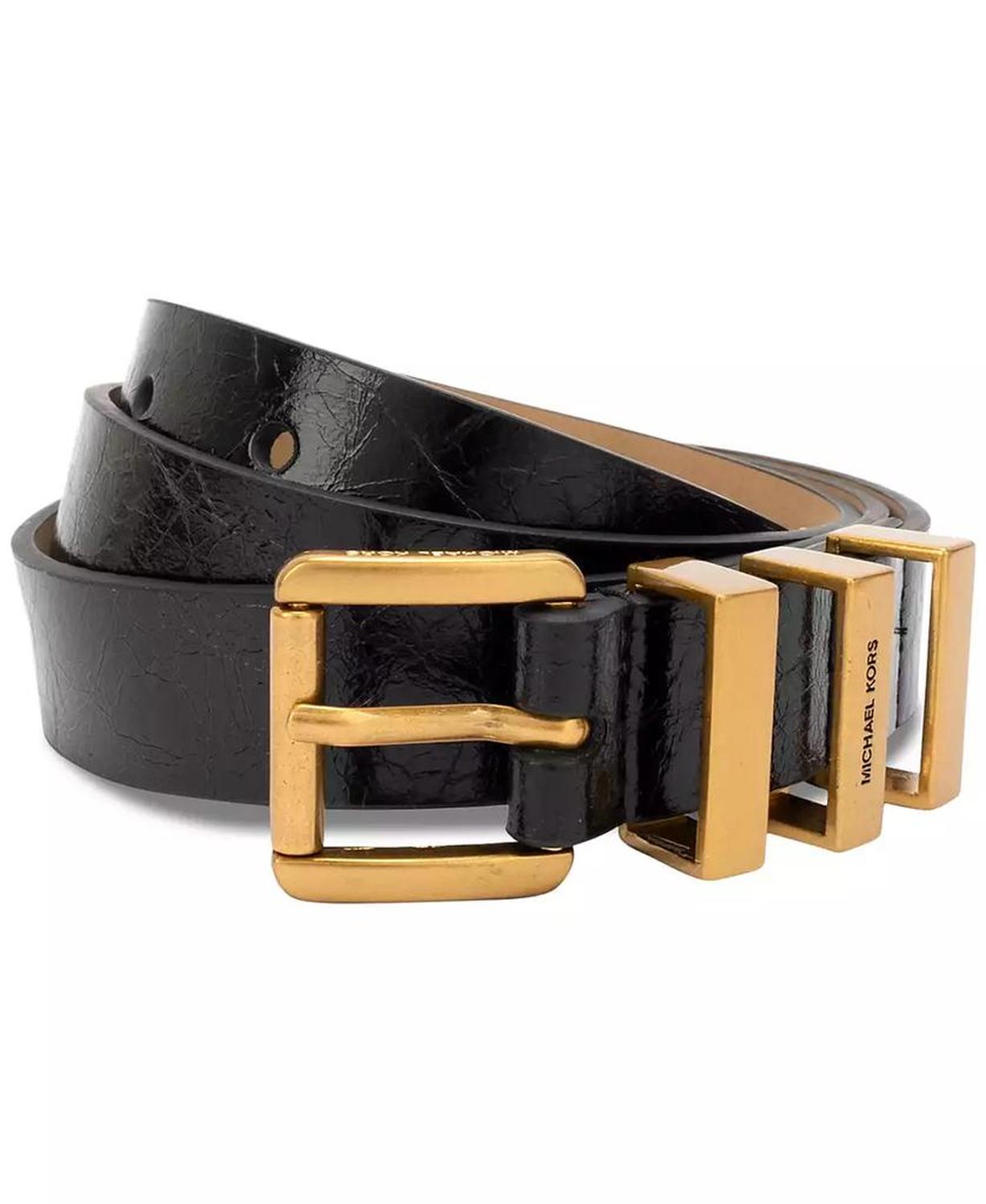 MICHAEL Women's Gold-Tone Leather Belt