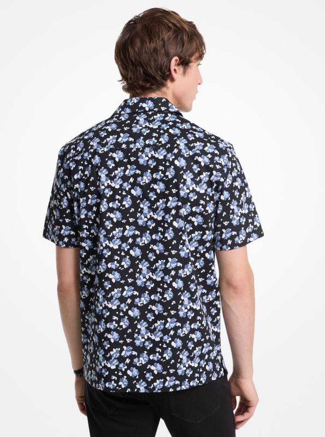 Floral Stretch Cotton Camp Shirt