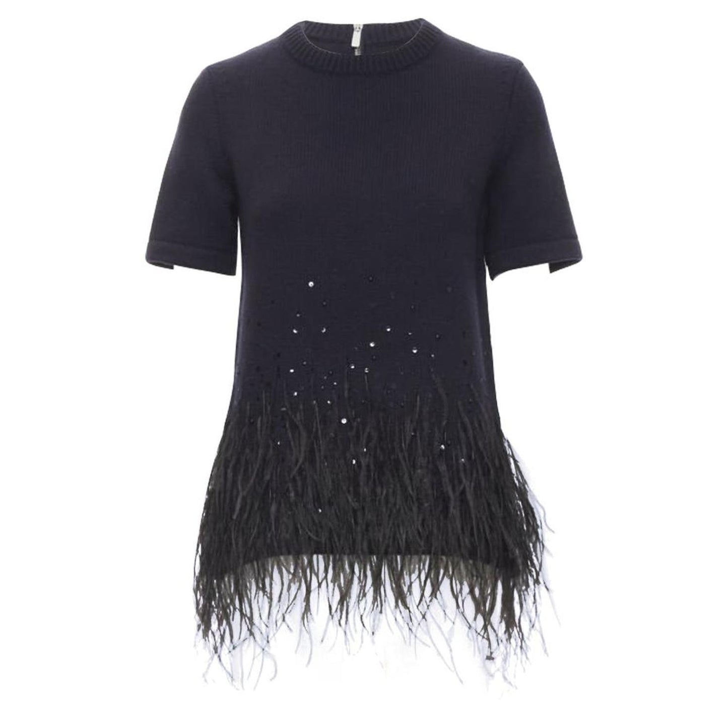 Collection feather sequins embellished cashmere sweater