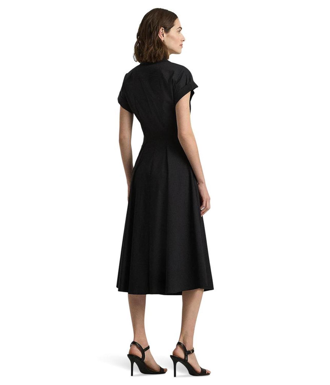 Stretch-Cotton Blend Surplice Dress