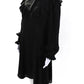 Michael Kors Collection Womens Collar Long Sleeve Button Up Dress Black