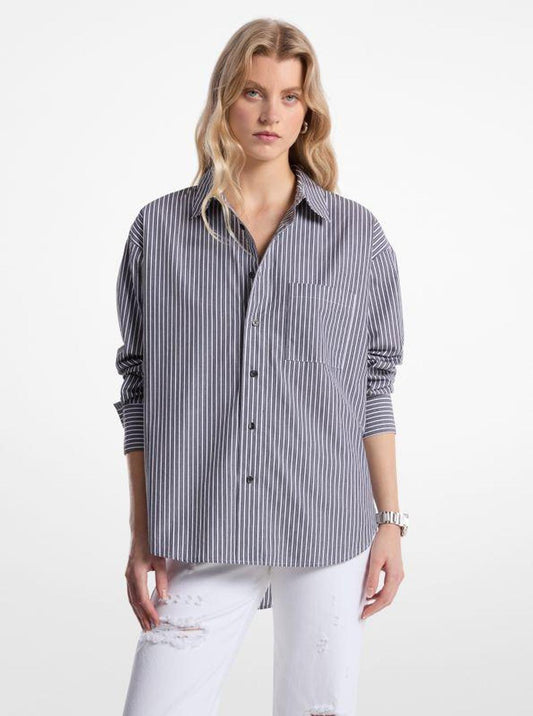 Oversized Striped Cotton Poplin Shirt