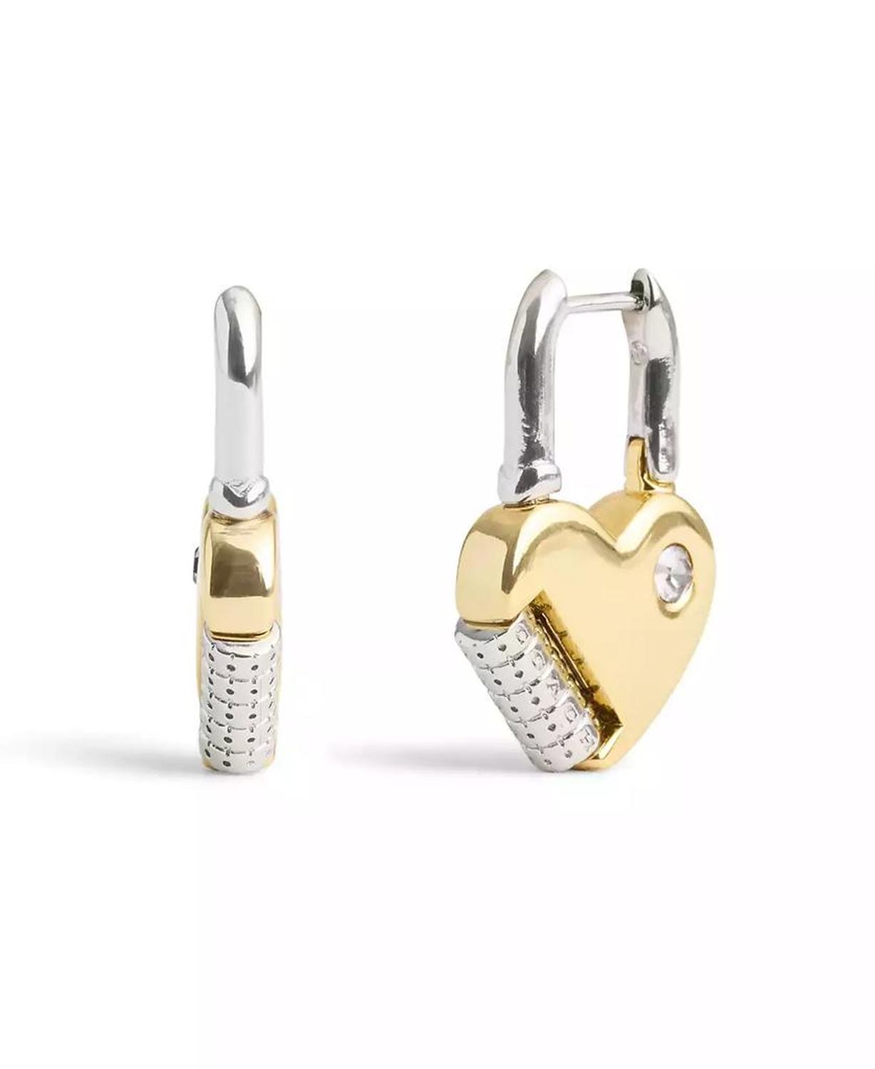 Faux Stone Signature Heart Padlock Drop Earrings