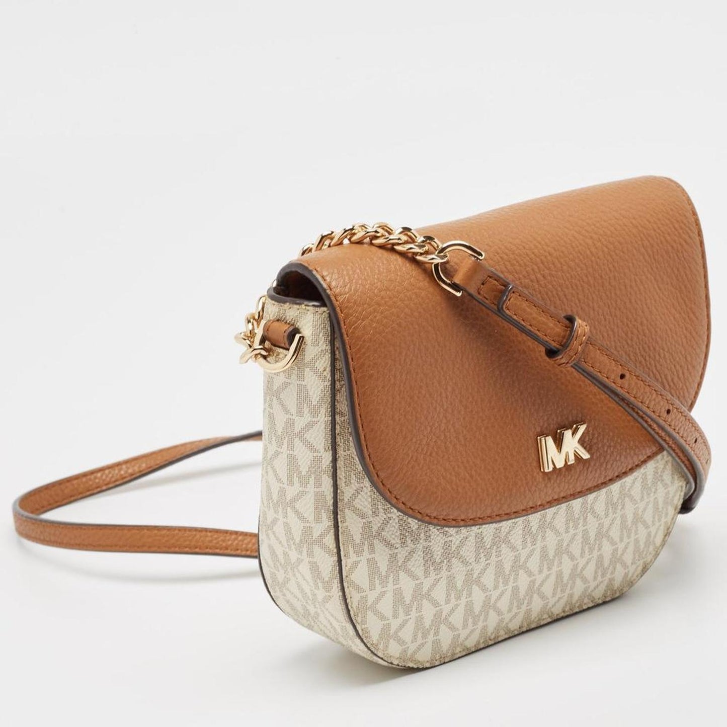 Beige/tan Signature Coated Canvas And Leather Mott Crossbody Bag