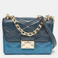 Two Tone Blue Quilted Faux Leather Small Serena Crossbody Bag